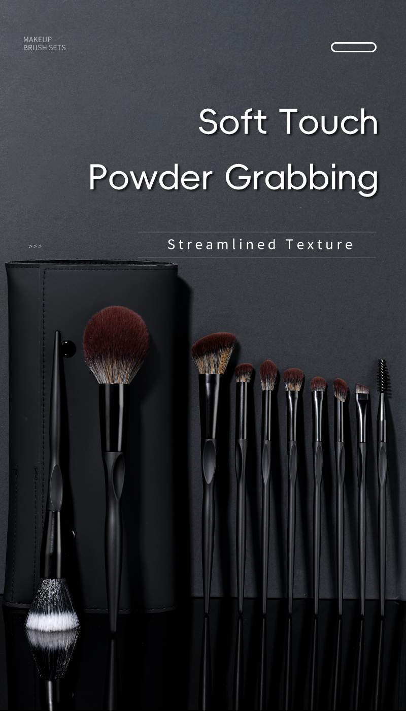 Black luxury makeup brush set factory manufactory logo customized Black luxury makeup brush set factory manufactory logo customized