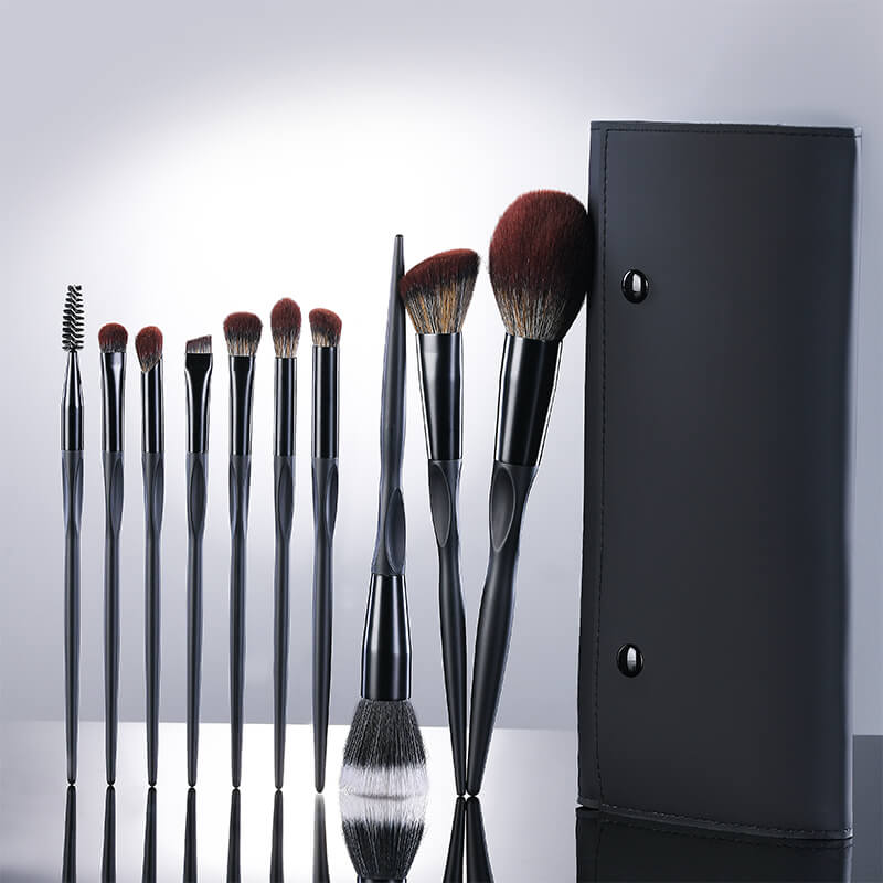 Black luxury makeup brush set factory manufactory logo customized